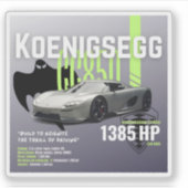 Koenigsegg CC850 Hypercar Custom Vinyl Sticker  (Vorderseite)