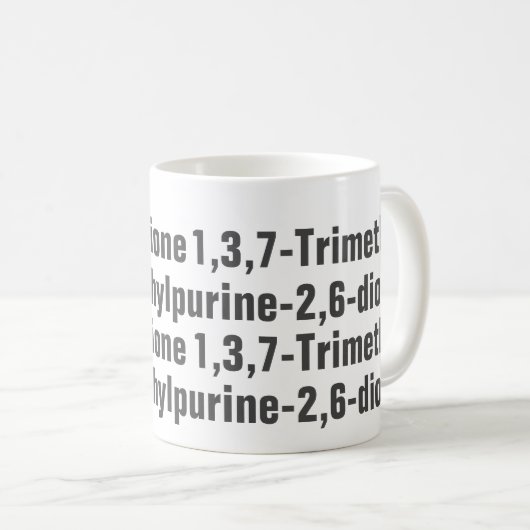 Koffein 1,3,7-Trimethylpurin-2,6-dion-Tasse Kaffeetasse (VorderseiteRechts)