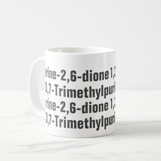 Koffein 1,3,7-Trimethylpurin-2,6-dion-Tasse Kaffeetasse (Vorderseite Links)