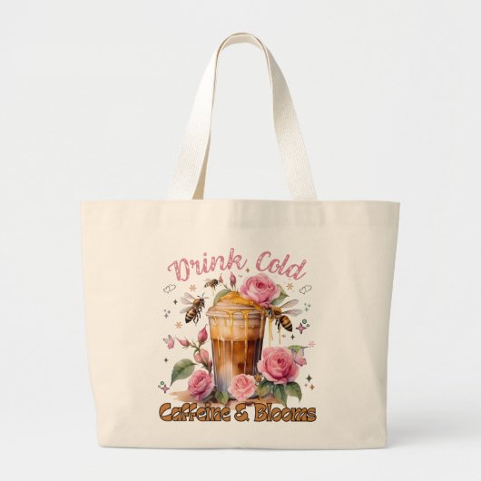 Koffein & Blüten: Icced Coffee Delight Jumbo Stoffbeutel (Vorne)