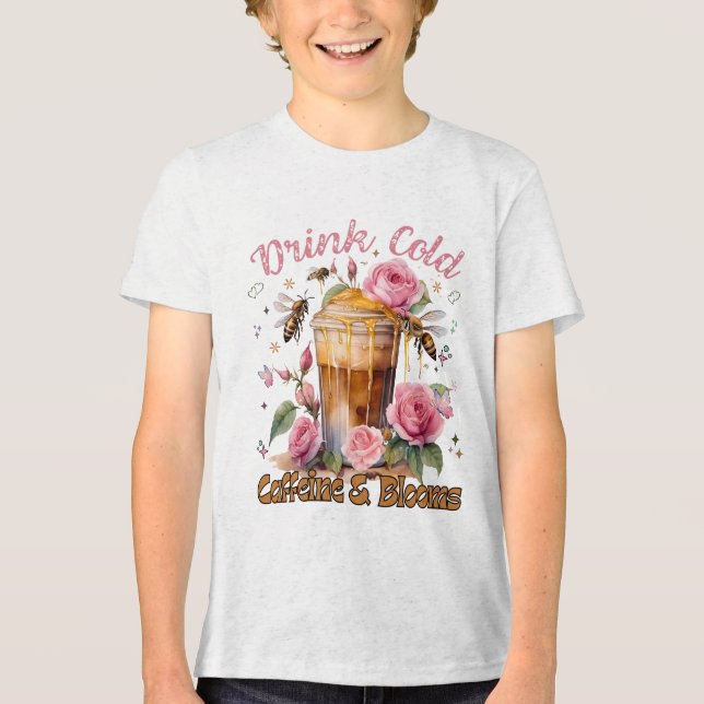 Koffein & Blüten: Icced Coffee Delight Tri-Blend Shirt (Vorderseite)