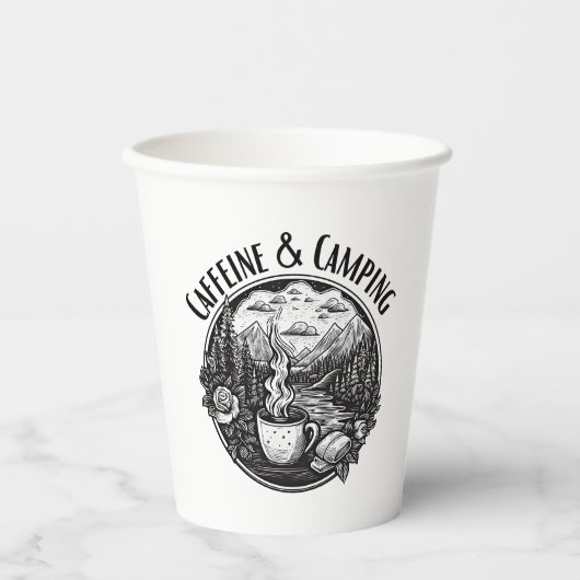 Koffein & Camping Pappbecher (Vorderseite)