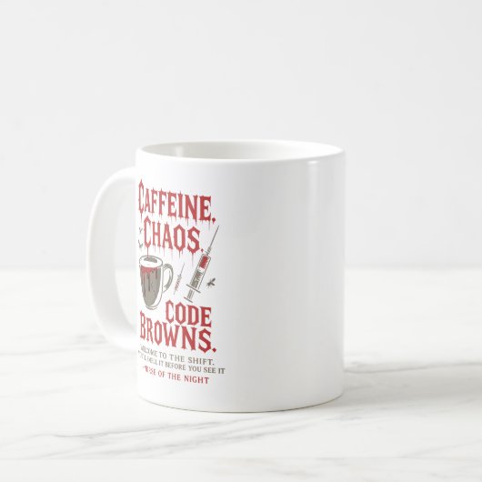 Koffein, Chaos & Code Browns Sonnenuntergang Kaffeetasse (Vorderseite Links)