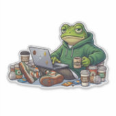 Koffein-Chaos-Erschöpfter-Frosch-Meme Aufkleber (Vorderseite)