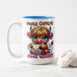 Koffein einatmen, Negativität ausatmen Zweifarbige Tasse