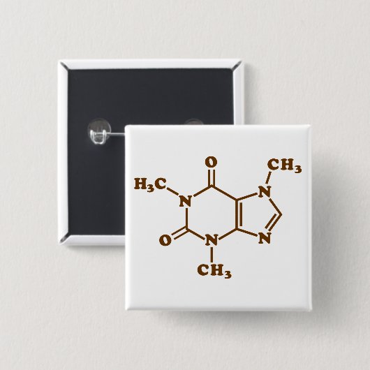 Koffein-Kaffee-molekulare chemische Formel Button (Vorne & Hinten)