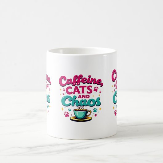 Koffein, Katzen und Chaos Kaffeetasse (Mittel)