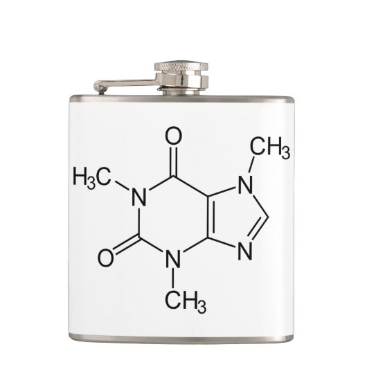 Koffein-Molekül-Chemie-Kaffee-Atome Flachmann (Vorderseite)