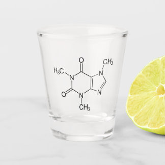Koffein-Molekül-Chemie-Kaffee-Atome Schnapsglas