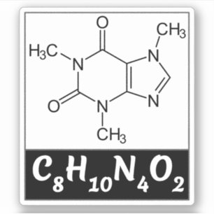 Koffein-Molekül (chemische Formel C8H10N4O2) Aufkleber