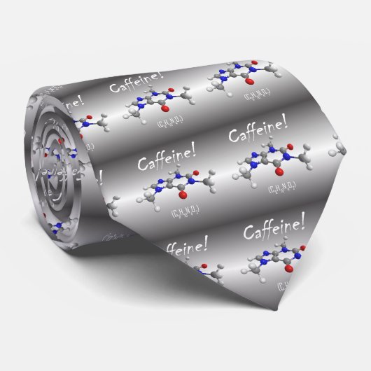 Koffein-Molekül-Krawatte - Schwarzes/Weiß Krawatte (Gerollt)