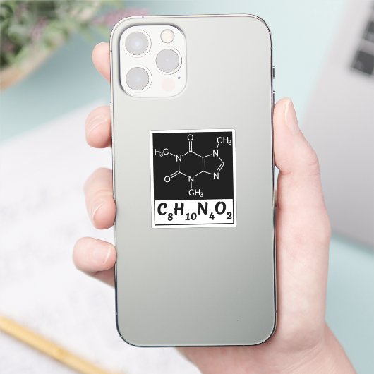 Koffein Molekulare Formel - Schwarzer Kaffee Aufkleber (Telefon)