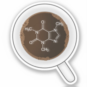 Koffein, Molekülformel - Trinke Kaffee Aufkleber