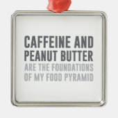 Koffein u. Erdnussbutter Silbernes Ornament (Vorne)