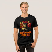 Koffein Über Särge Gruseliger Sensenmann Kaffee Tri-Blend Shirt (Vorderseite voll)