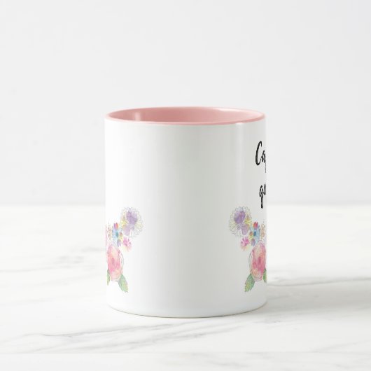 Koffein und Quarantäne Wasserfarben - Blütenrosa Tasse (Zentrum)