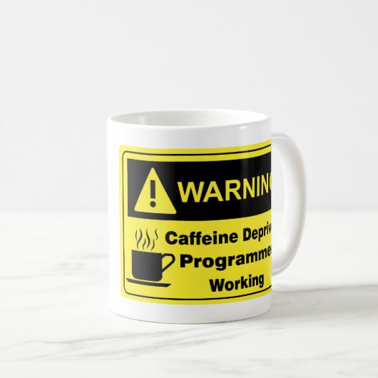 Koffein-warnender Programmierer Kaffeetasse (VorderseiteRechts)
