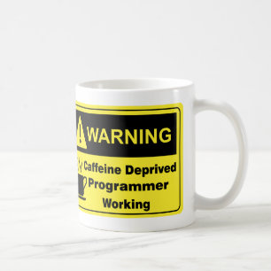 Koffein-warnender Programmierer Kaffeetasse
