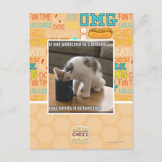 koffeinabhängig postkarte (Vorderseite)