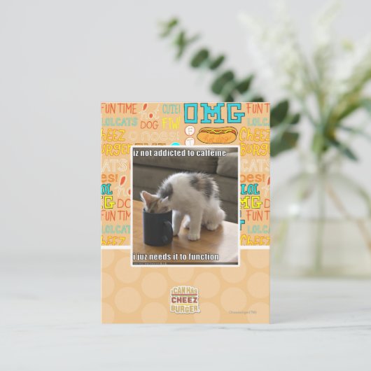 koffeinabhängig postkarte (Stehend Vorderseite)