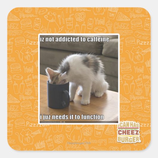 koffeinabhängig quadratischer aufkleber (Vorderseite)