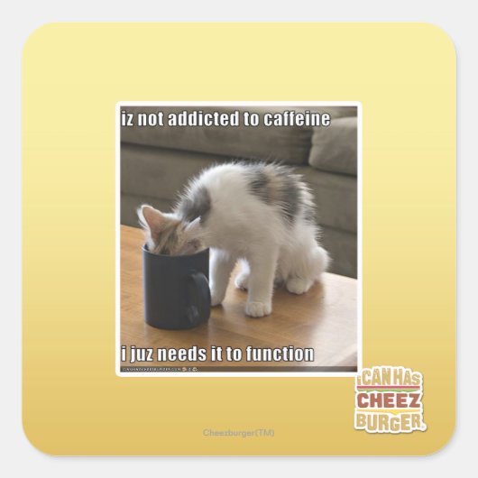 koffeinabhängig quadratischer aufkleber (Vorderseite)