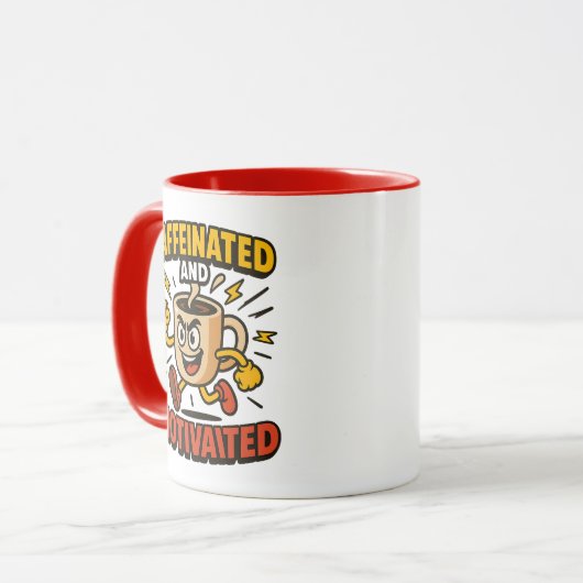 Koffeiniert und motiviert - Power Tasse Design (Vorderseite Links)