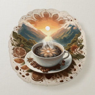 Koffeinierte Bliss: Ein Genuss für den Kaffee Love Rundes Kissen