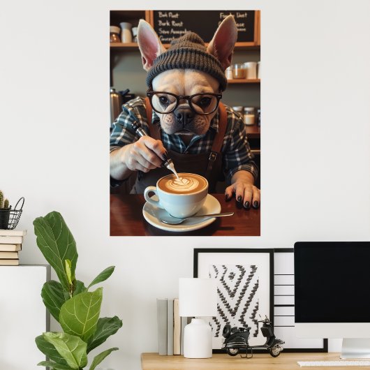 Koffeinierte Franchie: Bohnen vor Barks beginnen Poster (Heimbüro)