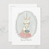 Koffeinierte Süsse | Einhorn aufbrechen Postkarte (Vorne/Hinten)