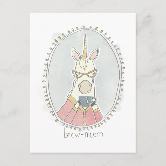 Koffeinierte Süsse | Einhorn aufbrechen Postkarte (Vorderseite)