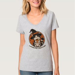 Koffeinierte und verhexte lustige Hexenkatze Hallo T-Shirt