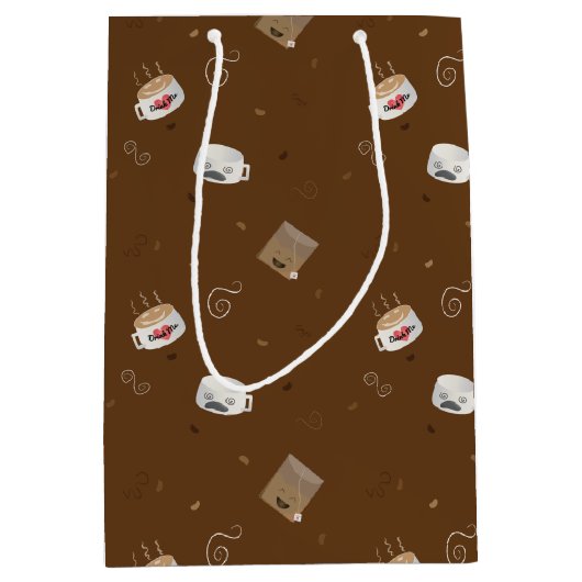 Koffeinierte Welt (Muster) Mittlere Geschenktüte (Vorderseite)