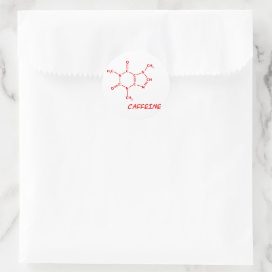 Koffeinkleber (rot) runder aufkleber (Tasche)