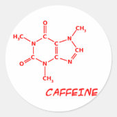 Koffeinkleber (rot) runder aufkleber (Vorderseite)