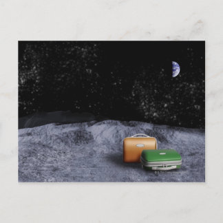 Koffer auf dem Mond Postkarte