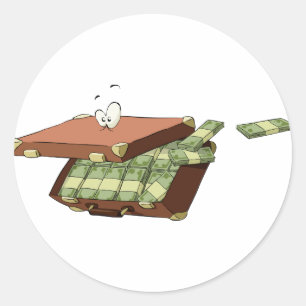 Koffer Geld-Aufkleber Runder Aufkleber