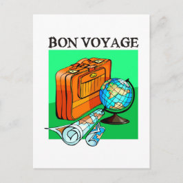 Koffer, Gepäck, Karte und Welt: Bon Voyage!