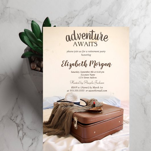 Koffer Hut Lippenstift Ruhestandsparty Einladung