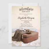 Koffer Hut Lippenstift Ruhestandsparty Einladung (Vorderseite)