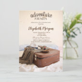 Koffer Hut Lippenstift Ruhestandsparty Einladung (Stehend Vorderseite)