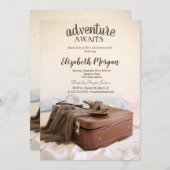 Koffer Hut Lippenstift Ruhestandsparty Einladung (Vorne/Hinten)