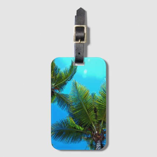Kofferanhänger. Blauer Palmenbaum. Gepäckanhänger (Vorderseite Vertikal)