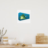 Kofferfisch - Design Gradient Blau Hintergrund |  Poster (Küche)