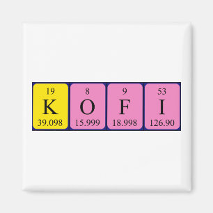 Kofi-Periodensystemnamenmagnet Magnet