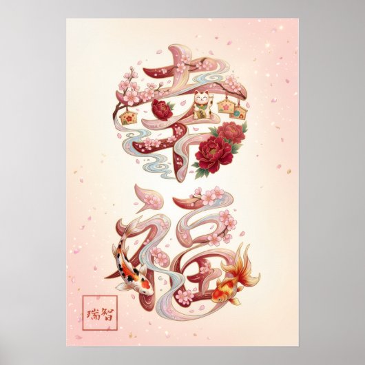 Kofuku: Calligraphy "Happiness"260020222 Poster (Vorne)