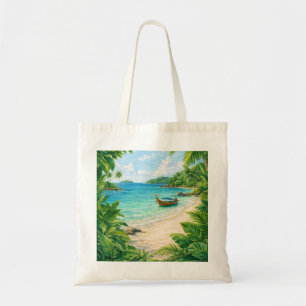 Koh Kood Tropischer Strand Dschungel Longtail Boot Tragetasche
