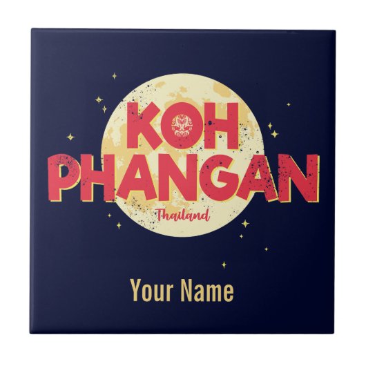 Koh Phangan auf der Vintagen Insel Thailand Fliese (Vorderseite)