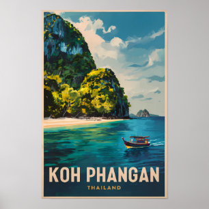 Koh Phangan Thailand Reise Kunst Vintage Poster