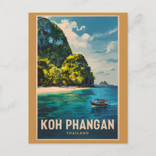 Koh Phangan Thailand Reise Kunst Vintage Postkarte